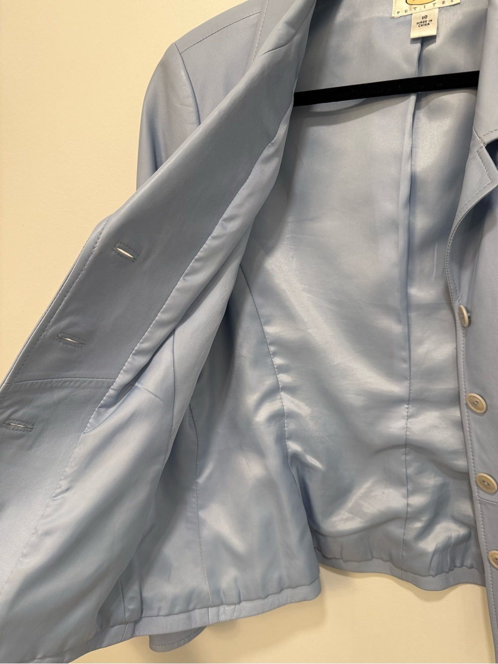 Talbots Light Blue Leather Button-Front Jacket - Picture 10 of 10